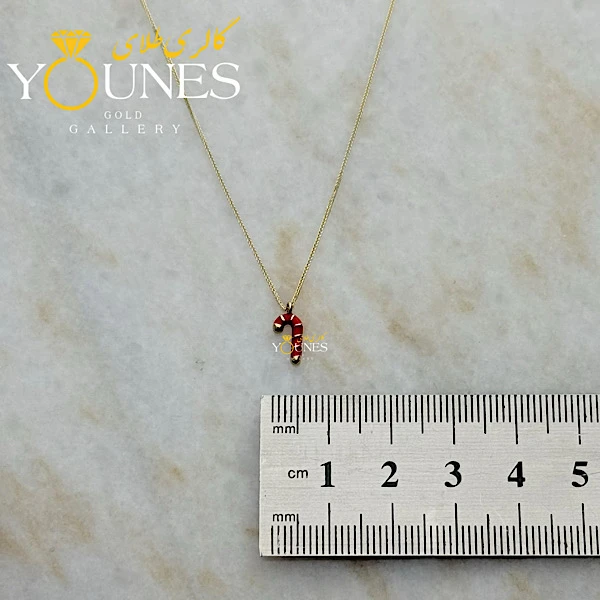 گردنبند طلا آبنبات چوبی میناکاری
